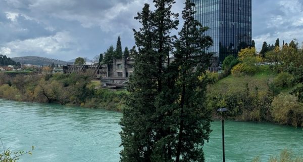 a tower by the river in Podgorica, Montenegro