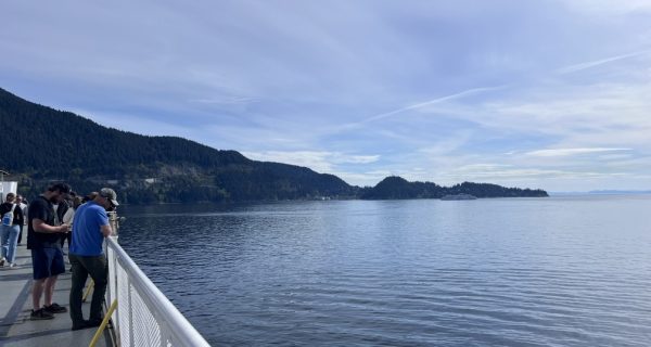 ferry railing and water